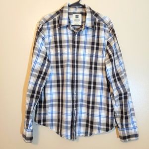 Levi's Pearl Snap Shirt Mens Large Western Button Up‎ Long Sleeve Brown  Plaid
